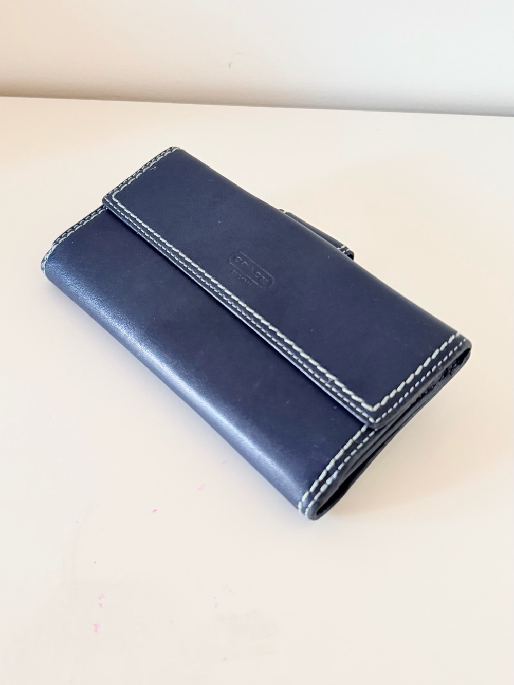 Coach Navy Wallet White Stiching - Picture 11 of 11